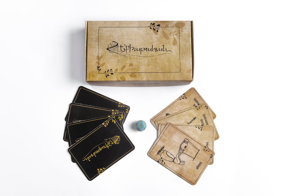 Heqiatahan storytelling game — box and cards